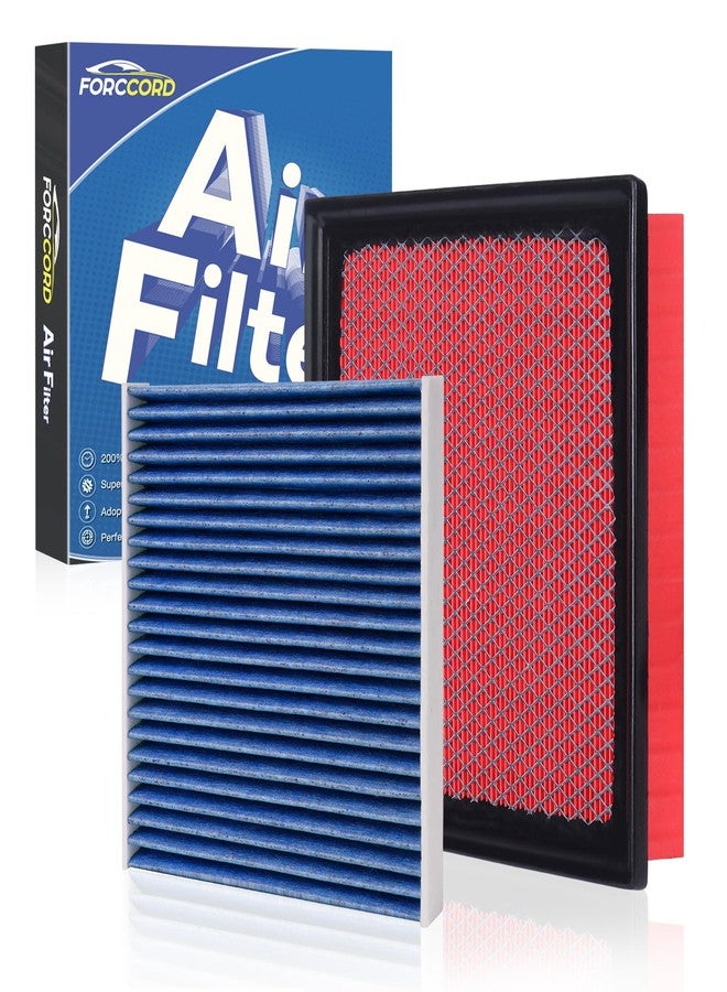 Forccord Cabin Air Filter and Engine Air Filter Fits for Chevrolet Silverado 1500 (2014-2018), GMC Sierra 1500 (2014-2018) Activated Carbon Cabin Filter Replacement CF11809 CA8755A - Image 1