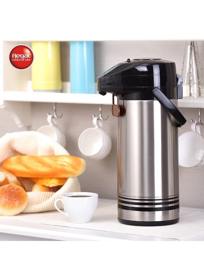 ريجال من Ripple – ترمس هواء فاكيوم من الستانلس ستيل ببطانة زجاجية | مضخة لتقديم المشروبات الساخنة والباردة | تصميم أسود وفضي أنيق - Image 2