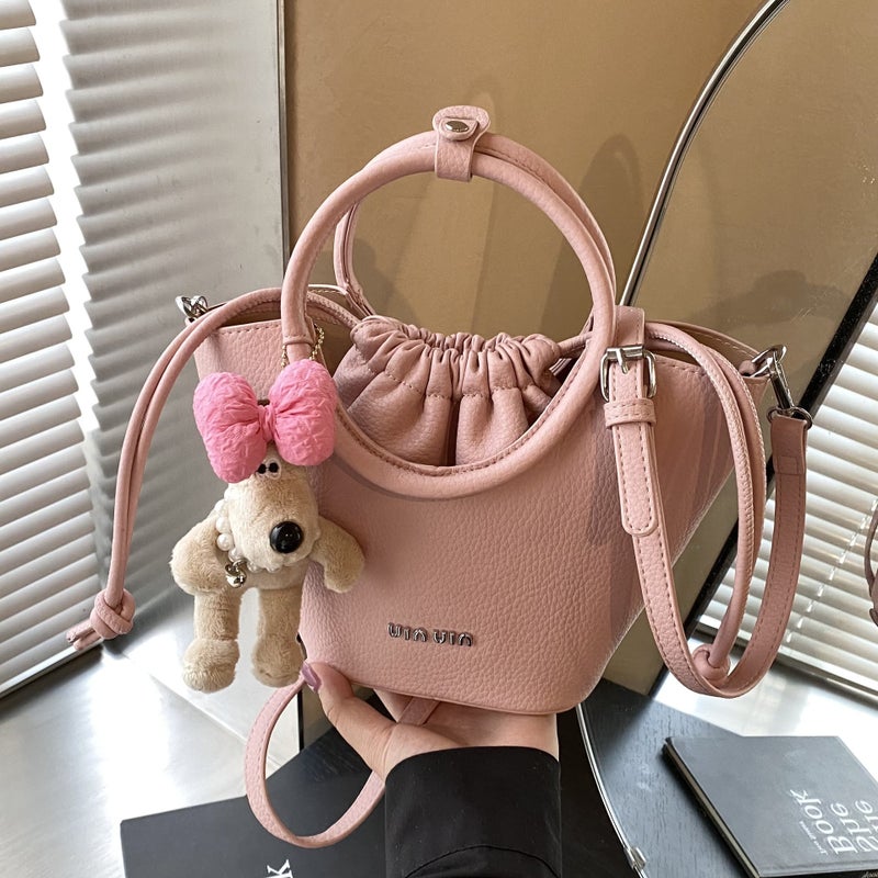 Korean Style Simple Elegant Large Capacity Vegetable Basket Bag Women'S Fashionable Soft Leather Portable Tote Bag Bucket Bag - Image 2