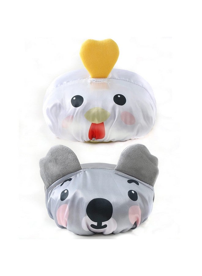 Foyadi Bath Reusable Shower Caps Designed For Baby Kids Children Long/Thick Hair Cute Waterproof Cartoon Animal Double Layer Bathing Hat For Boys Girls Women(Yellow Chicken; Cute Kaola ) - Image 2