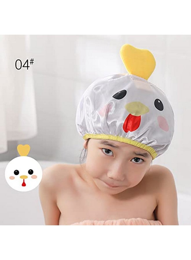 Foyadi Bath Reusable Shower Caps Designed For Baby Kids Children Long/Thick Hair Cute Waterproof Cartoon Animal Double Layer Bathing Hat For Boys Girls Women(Yellow Chicken; Cute Kaola ) - Image 4