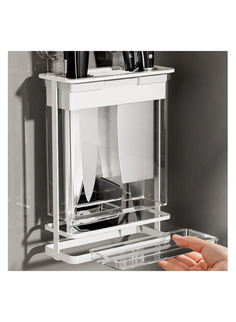 SYOSI Wall-Mounted Suction Cup Knife Rack, Magnetic Knife Holder for Wall, Suction Cup Hanging Iron Knife Holder, No Drilling Magnetic Knife Block Utensil Organizer, Hanging Knife Rack for Home Kitchen - Image 5