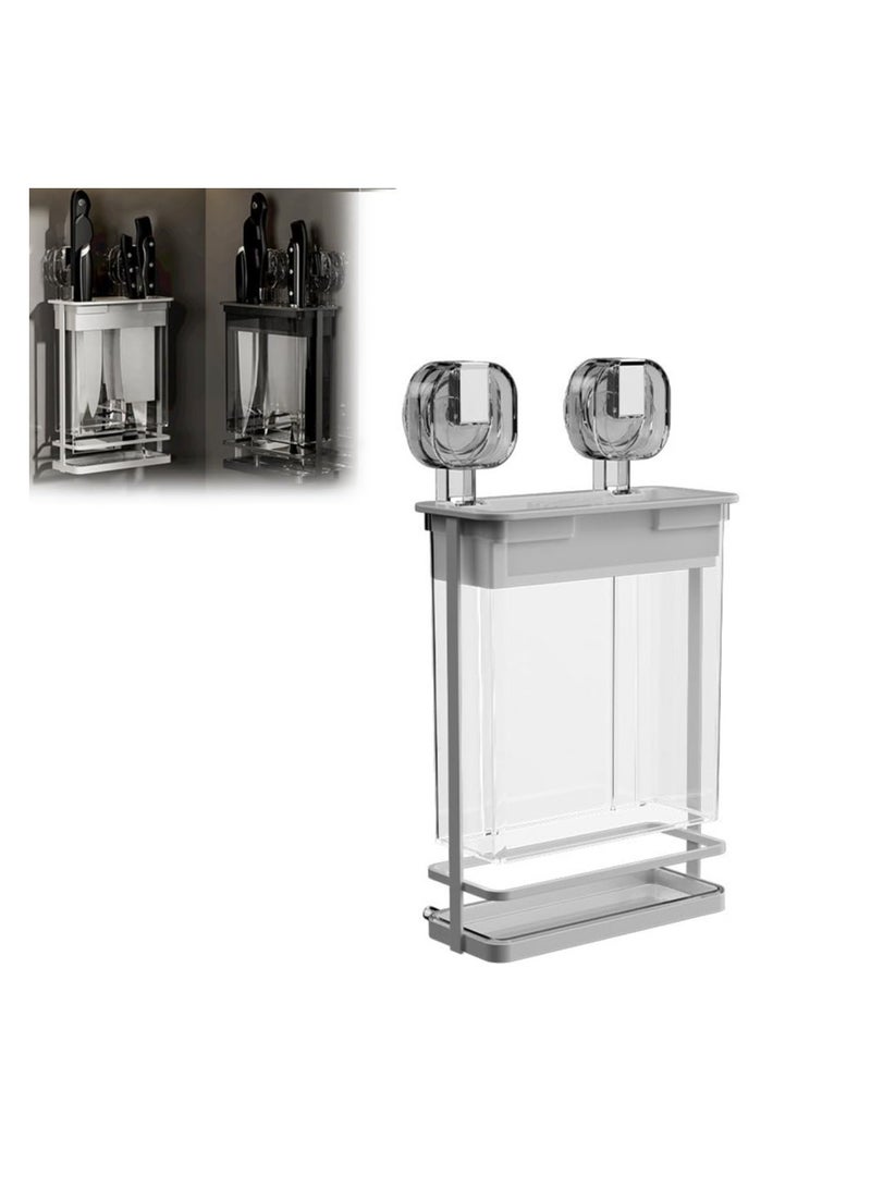 SYOSI Wall-Mounted Suction Cup Knife Rack, Magnetic Knife Holder for Wall, Suction Cup Hanging Iron Knife Holder, No Drilling Magnetic Knife Block Utensil Organizer, Hanging Knife Rack for Home Kitchen - Image 1