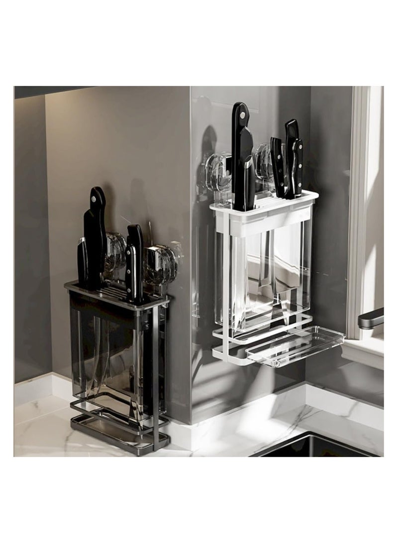 SYOSI Wall-Mounted Suction Cup Knife Rack, Magnetic Knife Holder for Wall, Suction Cup Hanging Iron Knife Holder, No Drilling Magnetic Knife Block Utensil Organizer, Hanging Knife Rack for Home Kitchen - Image 2