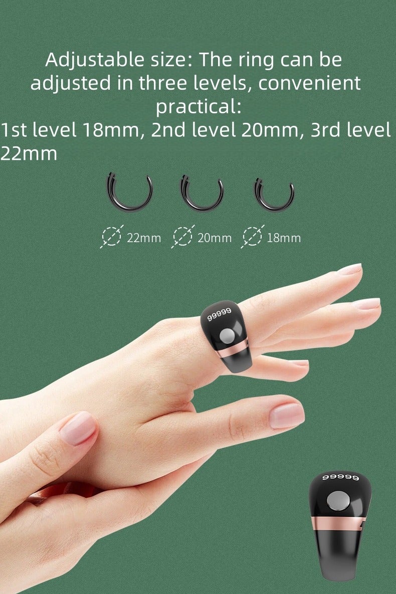 Lightweight Prayer Smart Ring, Lucky Ring, Tasbih Counter, Large Battery, OLED Display,Digital Watch Ring,Tasbeeh Beads Ring,Electronic rosary,Forgiveness Ring, Ramadan Gift,Eid al-Fitr,Daily Wear & Gift Giving,for Man & Women, Zikr Ring Including 3 Compatible Sizes (18mm/20mm/22mm) Prayer Time Reminder with Vibration Reminder Tasbih Counter and Bluetooth Connection - Image 4