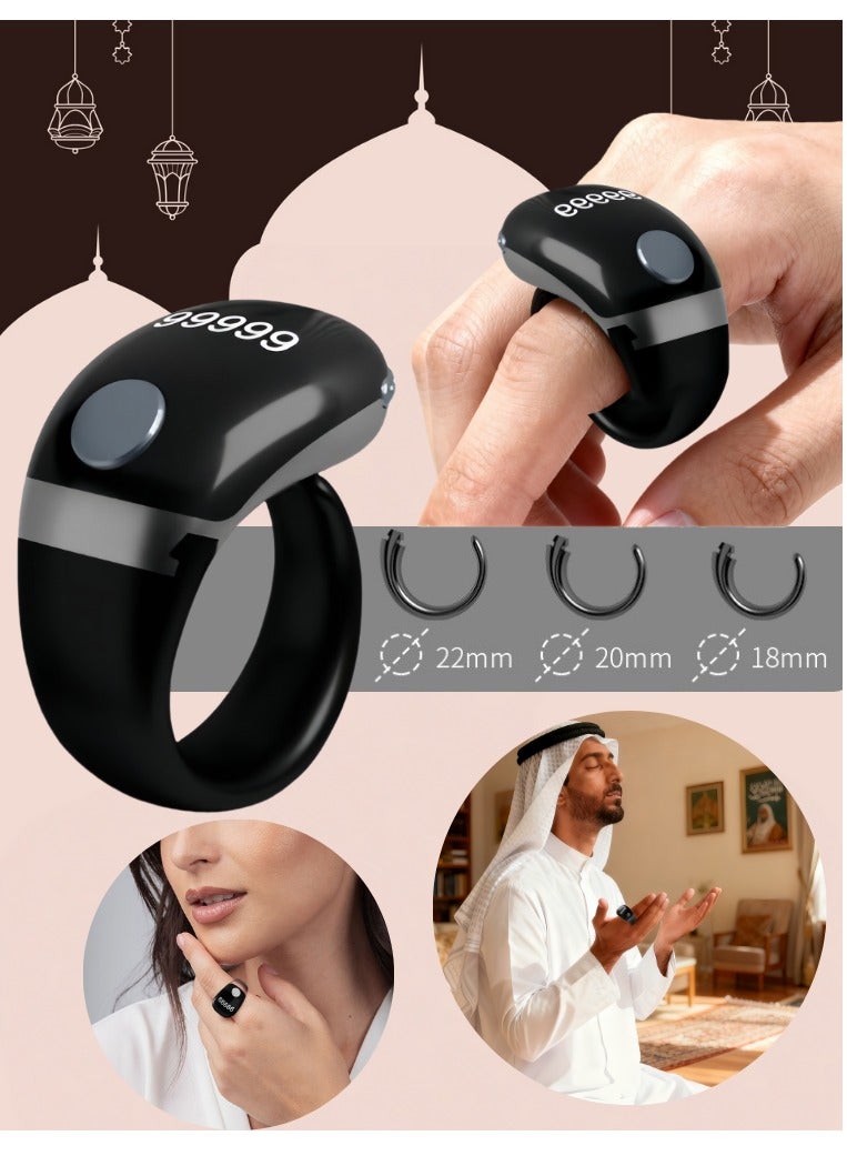 Tasbih Zikr Smart Ring, Adjustable Counter, Size (18 and 20mm 22mm), Digital Counter Prayer Reminder Ring, Waterproof Counter Zikr Ring, For Muslims (gray) - Image 1