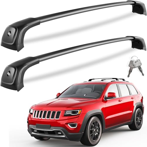 KINGGERI Lockable 260lbs Roof Racks Cross Bars Fit for Jeep Grand Cherokee 20112021 with Grooved Side RailsNOT for Raised Side Rails Heavy Duty AntiTheft Aluminum Rails Crossbars Cargo Kayak