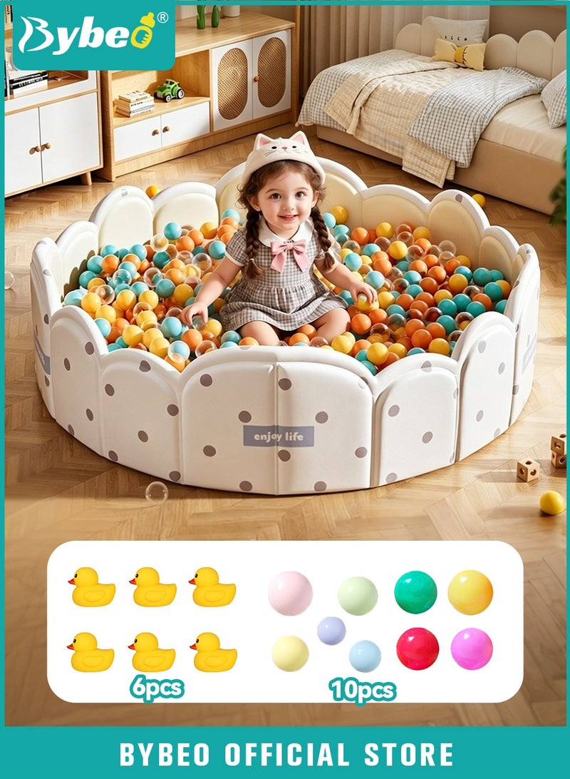 Bybeo Foldable Ocean Ball Pit Pool, Children's Playground Pad, Portable Kids Ball Pit, Kid Tent House, Indoor Outdoor Baby Playpen, Toddler Foam Ball Pit with 10PCS Ocean Balls and 6PCS Duck Toys, 80*80cm - Image 1