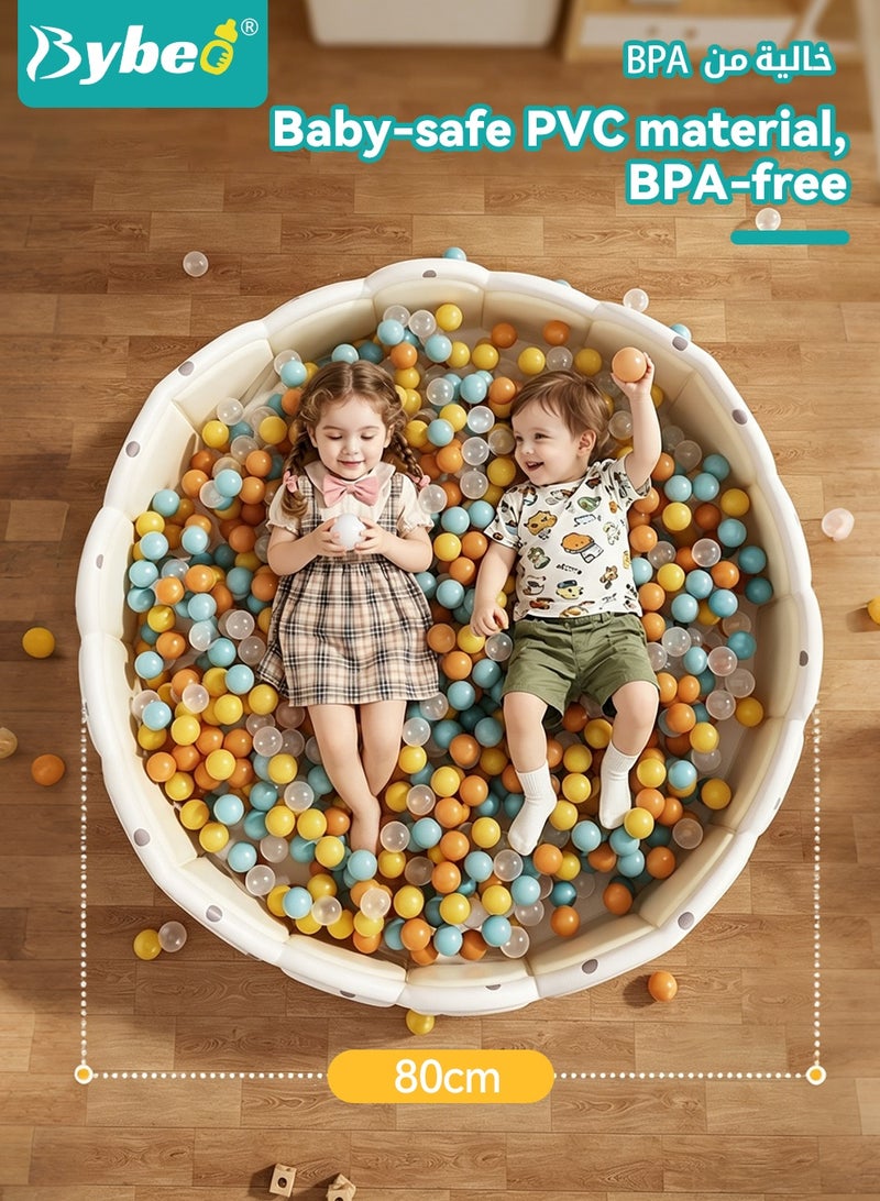 Bybeo Foldable Ocean Ball Pit Pool, Children's Playground Pad, Portable Kids Ball Pit, Kid Tent House, Indoor Outdoor Baby Playpen, Toddler Foam Ball Pit with 10PCS Ocean Balls and 6PCS Duck Toys, 80*80cm - Image 3