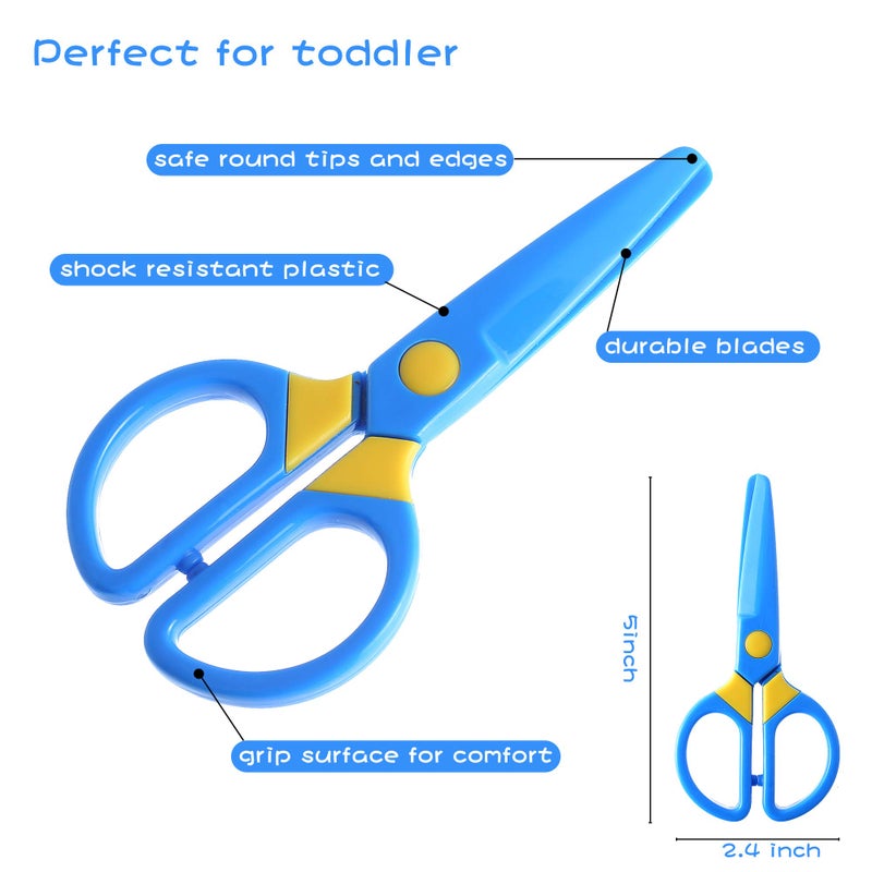 amassan 3-Pack Toddler Safety Scissors Kit - Child-Safe Preschool Training Scissors & 60 Sheets Craft Paper | Ergonomic Blunt Tips, Early Childhood Development Tools for Kids 2-5 Years - Image 3