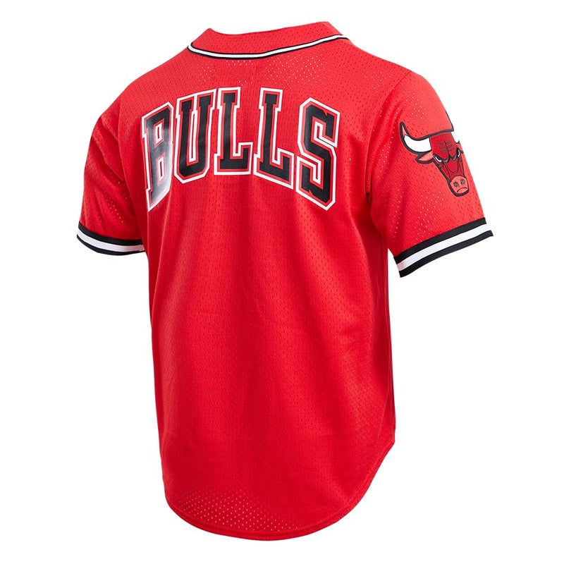 Pro Standard Mens NBA Chicago Bulls MESH Button Down MESH TOP RED M - Image 4