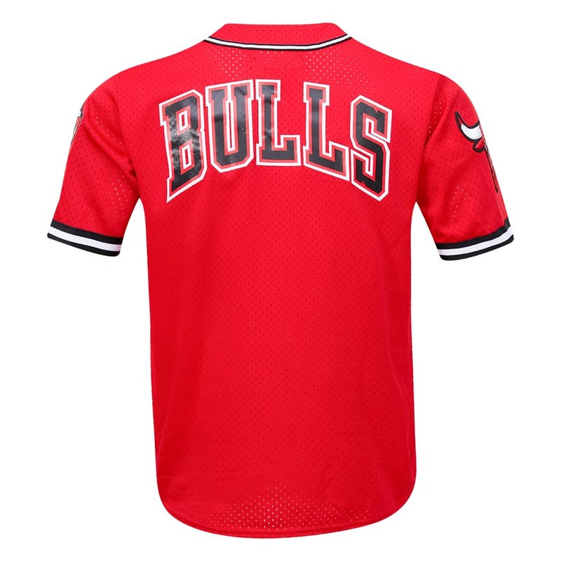 Pro Standard Mens NBA Chicago Bulls MESH Button Down MESH TOP RED M - Image 2