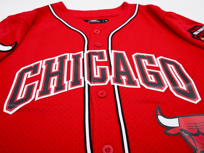 Pro Standard Mens NBA Chicago Bulls MESH Button Down MESH TOP RED M - Image 5