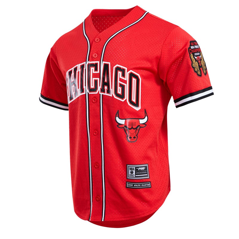 Pro Standard Mens NBA Chicago Bulls MESH Button Down MESH TOP RED M - Image 1