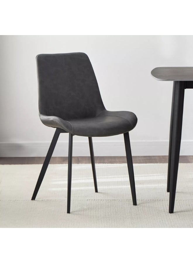 SULSHA Dining Table Set 6 Seater with White Rectangular Marble Top Finish and Steel Legs, Grey PVC Leather Dining Chairs, Modern Dining Table Set for Dining Room and Living Space - Image 5