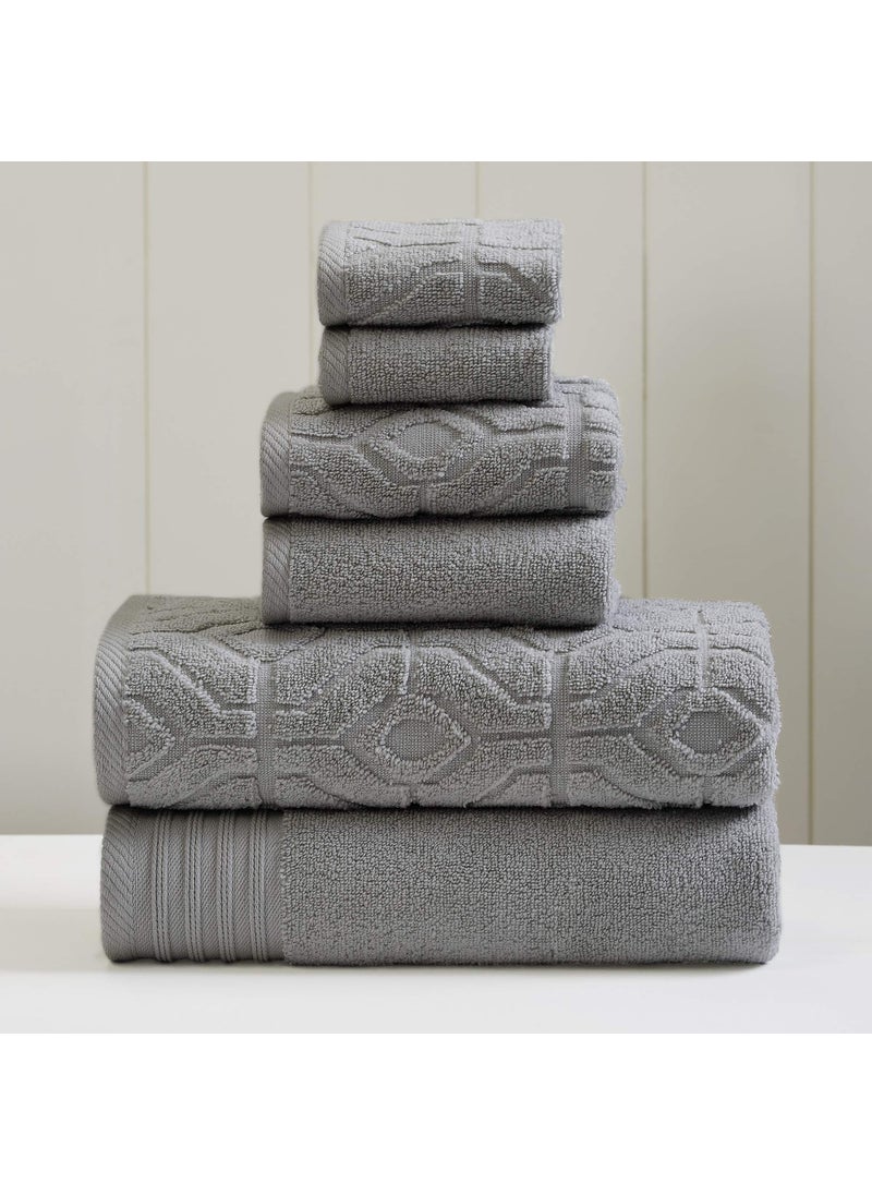 Modern Threads Modern Threads 6 Piece Set 2 Bath Towels 2 Hand Towels 2 Washcloths Yarn Dyed Diamond Gate Jacquard Towel Set Charcoal 