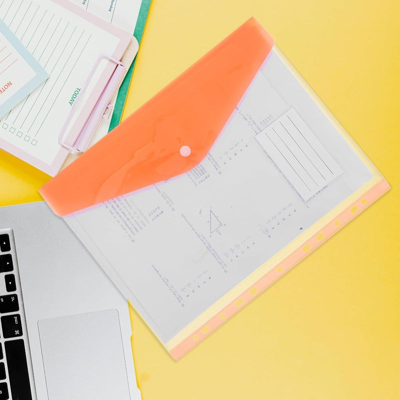 6pcs A4 Colored File Folders with Snap Button, Multi-Color Document Holders for Student Office Use, Card Storage Pouches and Protective Loose Leaf Binder Bags - Image 5
