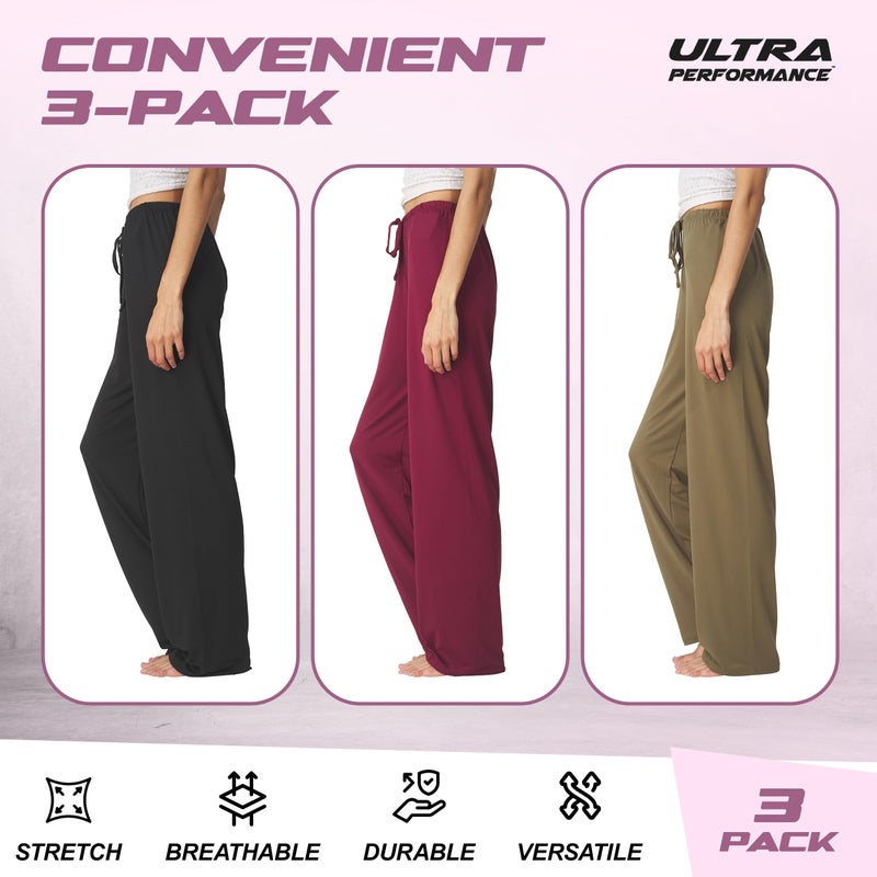 Ultra Performance Womens Pajama PJ Pants 3 Pack Lounge Bottoms Pajamas for Women (Avail in Plus Sizes) - Image 5