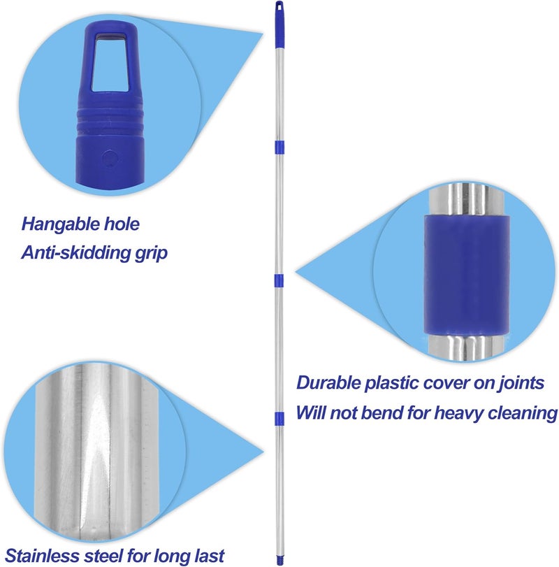 EaseYourDay Cotton Cloth Mop, 4 Section Stainless Steel Pole + Two Cotton String Mop Heads - Image 5