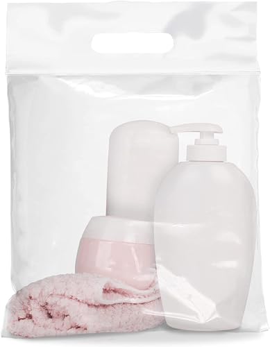 APQ Die Cut Zipper Bags 12 x 12 Inches Pack of 50 Clear Polyethylene Die Cut Handle Reclosable Zip Bags for Clothes Tools 3 Mil Thick Durable Reclosable Plastic Pouches With Zipper Closure