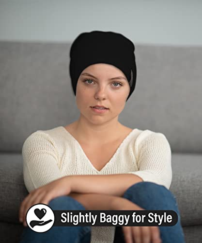 Revony Chemo Beanie Cap - Soft and Skin Friendly - 100% Cotton Blue Denim - Image 4