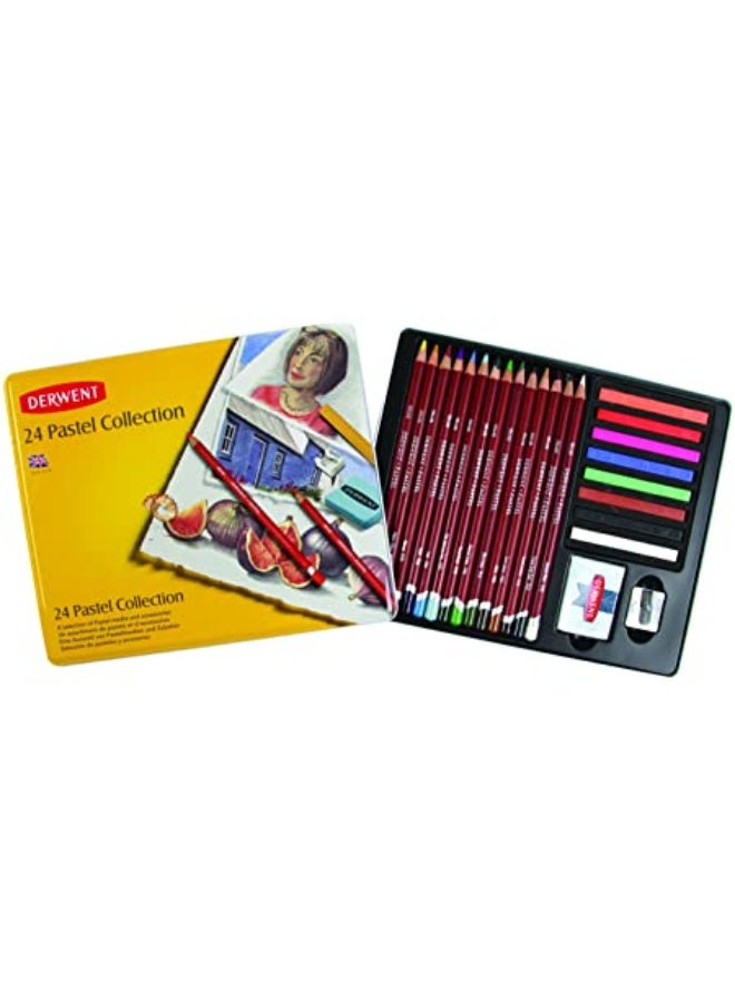Derwent - Pastel Pencils, Metal Tin, 24 Colours Pack - Image 1