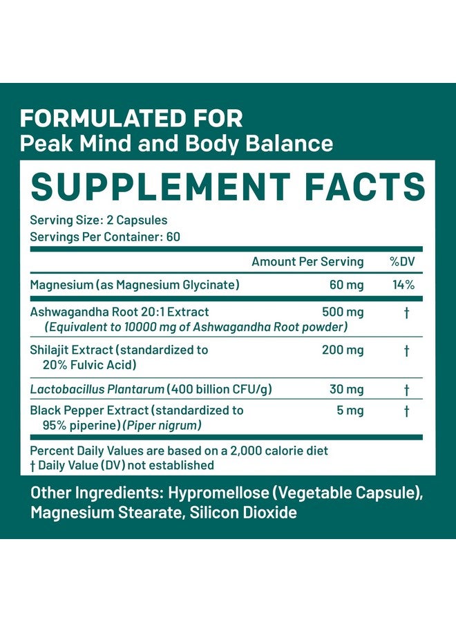 PrimeMD 5-in-1 Cortisol Supplement with Ashwagandha for Mood, Stress, Relaxation, Adrenal and Cortisol Support - Herbal Supplements with Shilajit Extract, Magnesium Glycinate, Probiotics (120 ct, Pack of 1) - Image 3