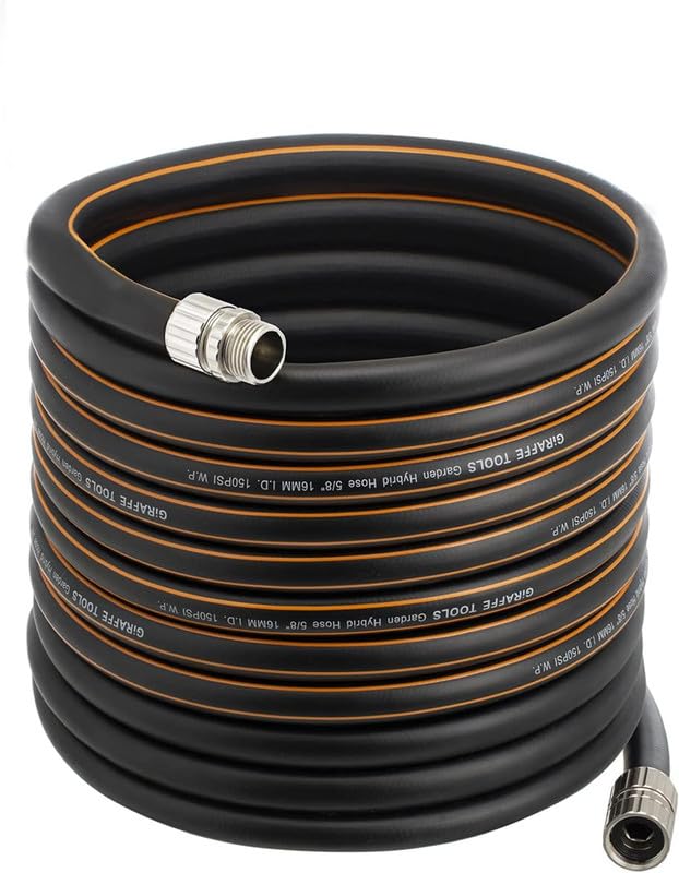 Giraffe Tools Garden Hose 75ft x 5/8", Custom Length, Heavy Duty, No Kink, Flexible, Rubber Garden Hose, Leakproof Water Hose with Male to Female Fittings, 600 Burst PSI - Image 1