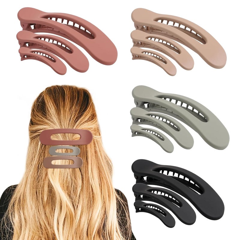 SYGY 12PCS Flat Hair Clips Flat Claw Clips for Thin Hair Matte Lay Down Claw Clips for Women 3 Sizes Alligator Hair Clips Slide Hair ClipsWine Red 