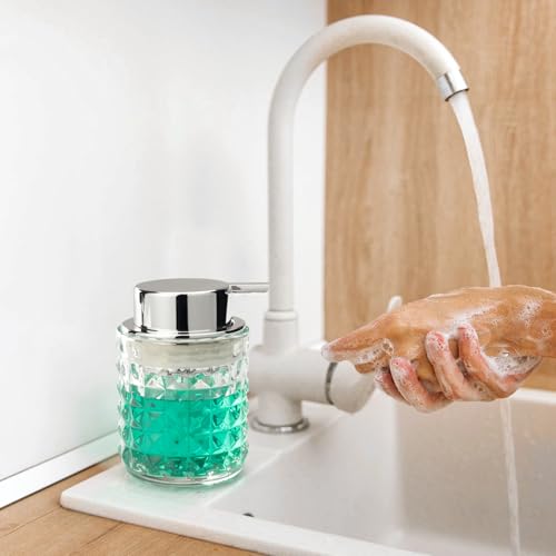 TOOZFO Soap Dispenser with Liquid Pump Hand Lotion Dispenser Glass Antislip Shampoo Bathroom Kitchen 9oz (Can't Foam) - Image 4