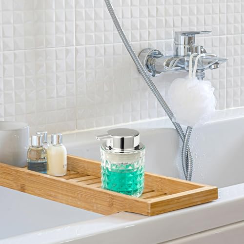 TOOZFO Soap Dispenser with Liquid Pump Hand Lotion Dispenser Glass Antislip Shampoo Bathroom Kitchen 9oz (Can't Foam) - Image 3