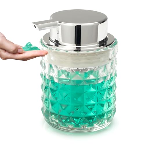 TOOZFO Soap Dispenser with Liquid Pump Hand Lotion Dispenser Glass Antislip Shampoo Bathroom Kitchen 9oz (Can't Foam) - Image 1