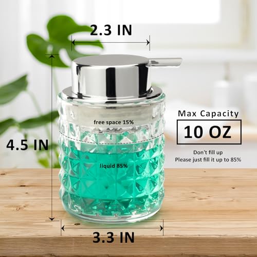 TOOZFO Soap Dispenser with Liquid Pump Hand Lotion Dispenser Glass Antislip Shampoo Bathroom Kitchen 9oz (Can't Foam) - Image 5