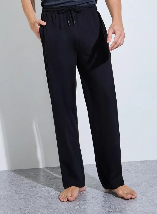 ستايلي Men Black Solid Relaxed Fit Knitted Pants