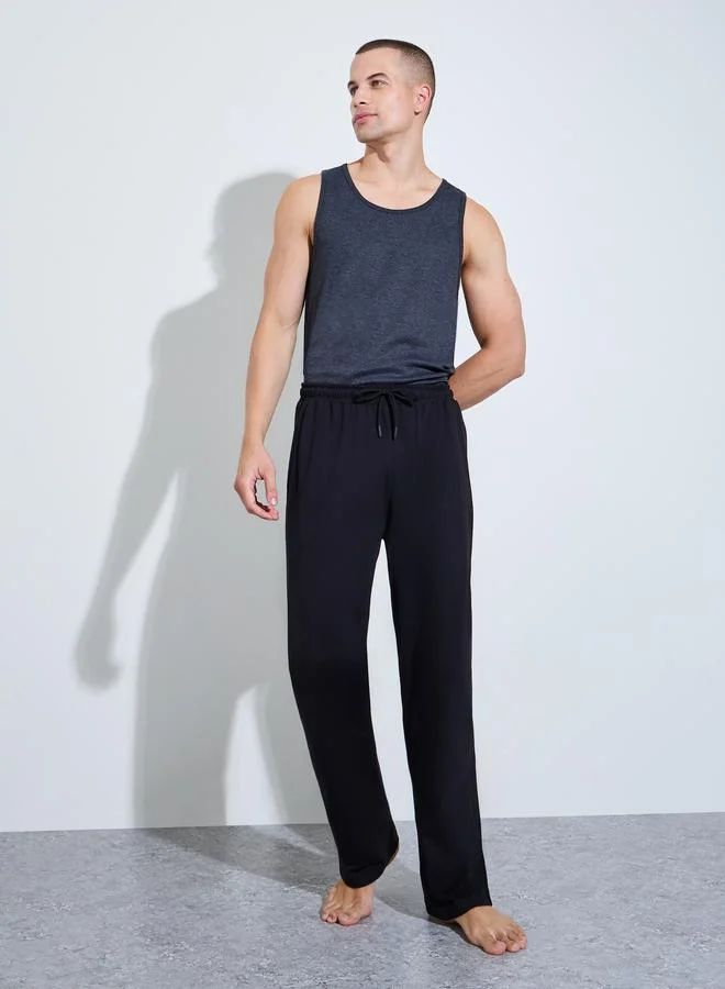 ستايلي Men Black Solid Relaxed Fit Knitted Pants
