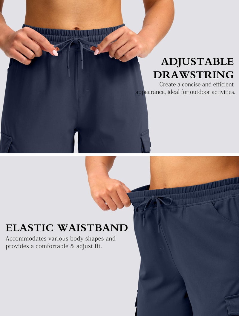 Viodia 15" Long Shorts for Women Hiking Cargo Bermuda Shorts Lightweight Quick Dry Knee Length Capris for Summer Travel Fishing Navy - Image 4