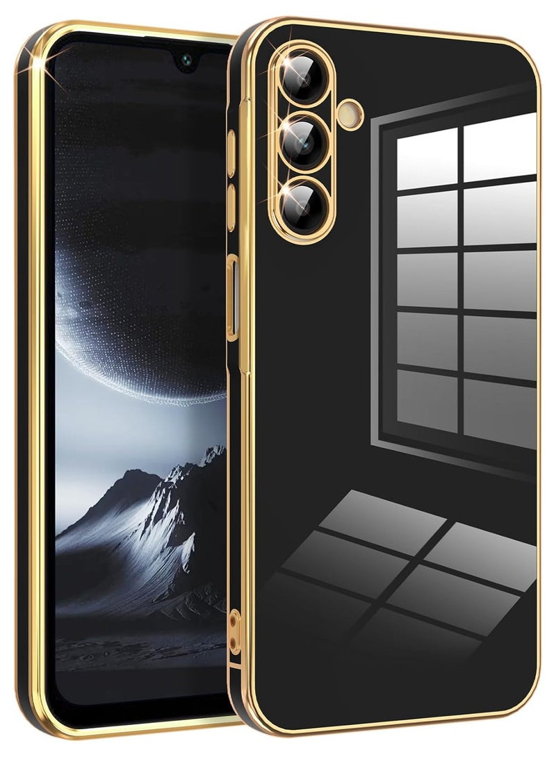 Compatible with Samsung Galaxy A17 cover, smooth veneer gold plated chrome, Black Thin and smooth shock-proof full protectionSamsung Galaxy A17 case（Black） - Image 1