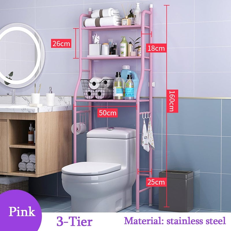 Generic 3-Shelf Modern Over-The-Toilet Storage Shelf for Bathroom, Pink - Image 2