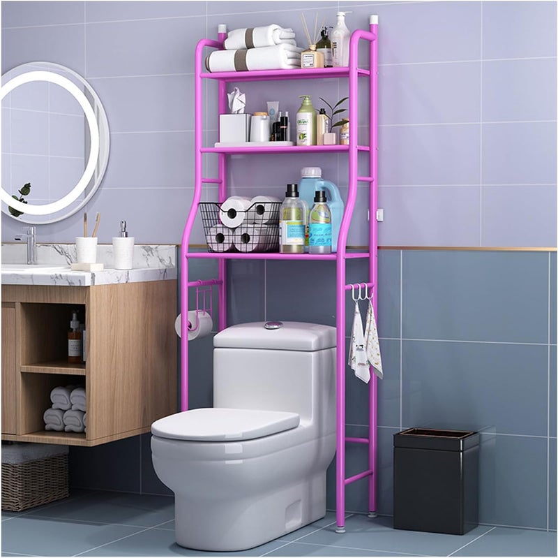Generic 3-Shelf Modern Over-The-Toilet Storage Shelf for Bathroom, Pink - Image 1