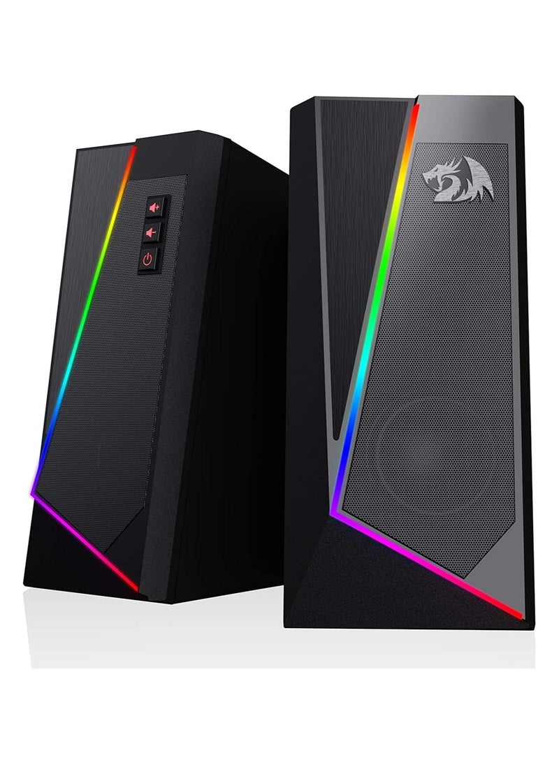 Redragon GS520 Anvil RGB Desktop Speakers, 2.0 Channel PC Computer Stereo Speaker with 6 Colorful LED Modes - Image 1
