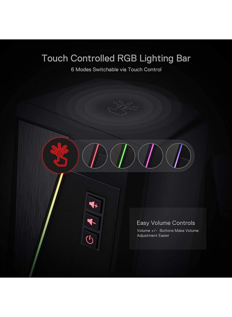 Redragon GS520 Anvil RGB Desktop Speakers, 2.0 Channel PC Computer Stereo Speaker with 6 Colorful LED Modes - Image 5