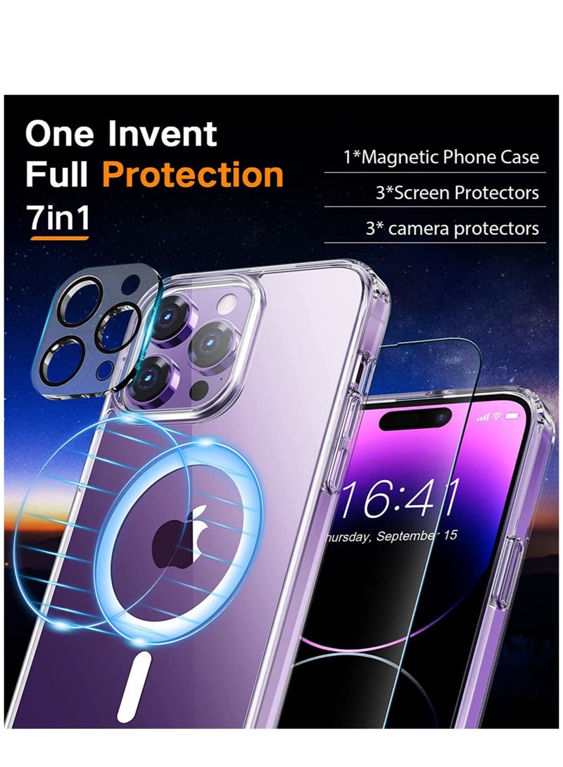 ELTRAZONE [7 in 1] for iPhone 14 Pro Max Case,with 3 Pack Screen Protector + 3 Pack Camera Lens Protector,Ultra Thin Scratch Resistant Drop Magnetic Phone Case for iPhone 14 Pro Max 6.7 Inch - Image 3