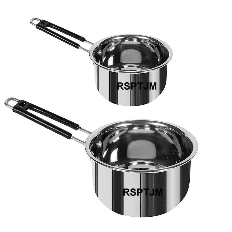 RSPTJM Stainless Steel Saucepan Set of 2 Pans with Silicon Handle and TRIPLY Induction Thick Base for Boiling Milk & Tea (2000 ML & 2500 ML) - Image 2