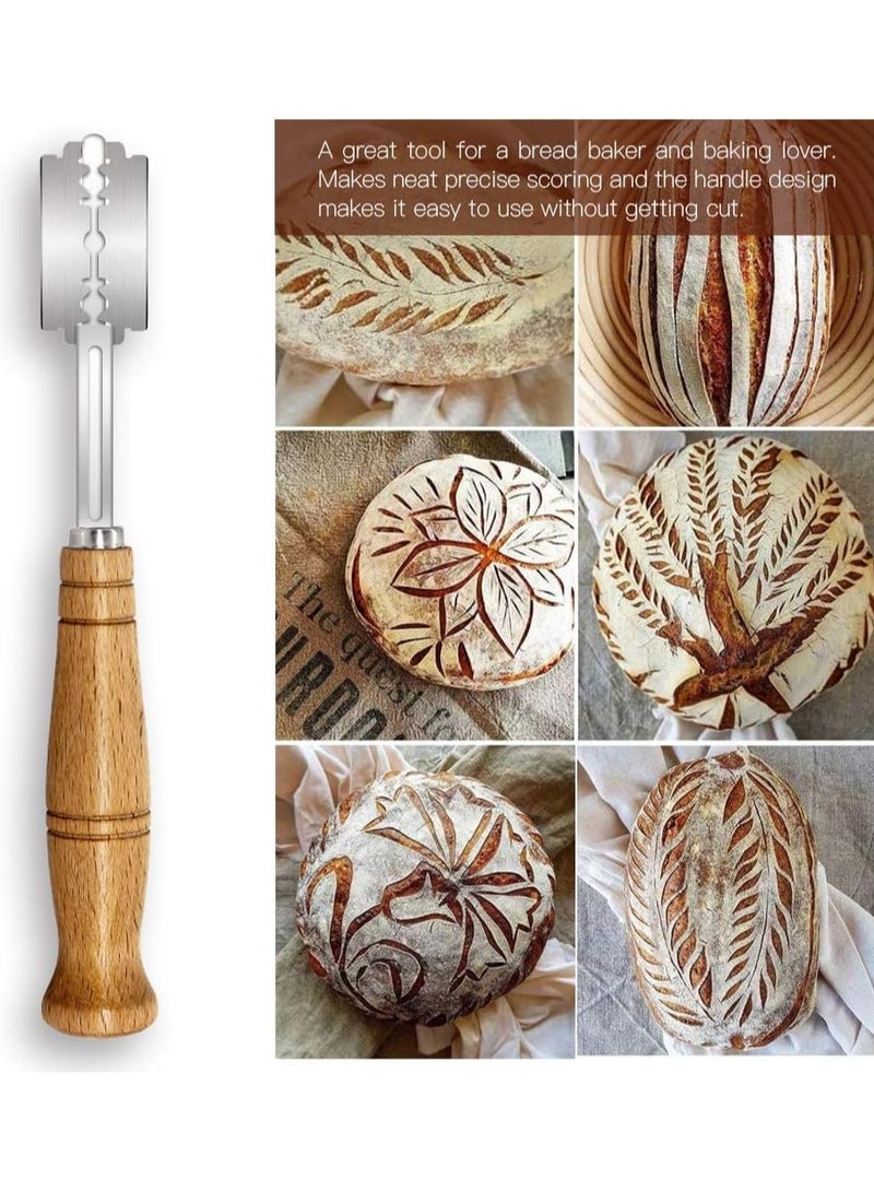 KASTWAVE Bread Lame Slashing Cutter, Bread Bakers Lame Slashing Tool, Handcrafted Bread Scoring Knife Lame with 10 Replaceable Blades and 1 Leather Protective Cover, Pizza Sourdough Bread Dough Knife - Image 2