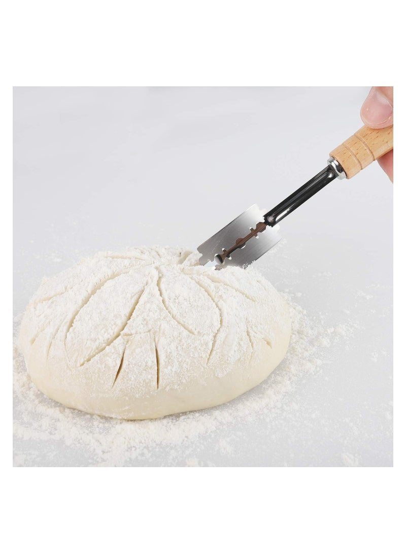KASTWAVE Bread Lame Slashing Cutter, Bread Bakers Lame Slashing Tool, Handcrafted Bread Scoring Knife Lame with 10 Replaceable Blades and 1 Leather Protective Cover, Pizza Sourdough Bread Dough Knife - Image 3