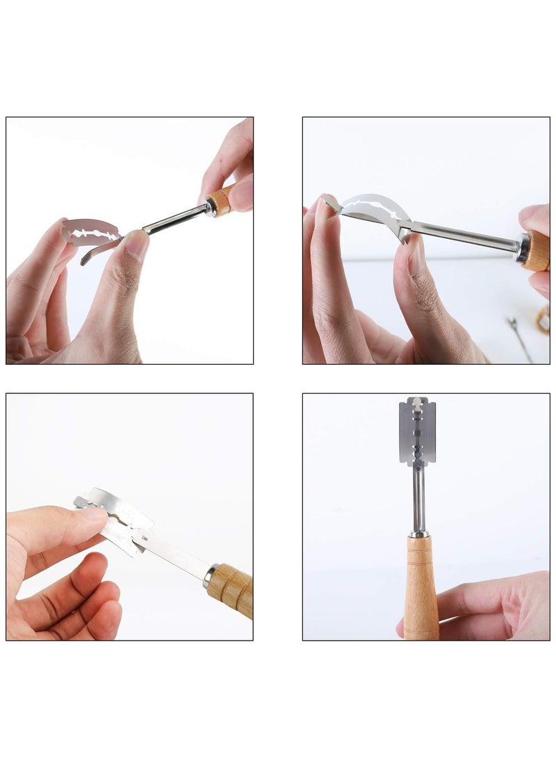 KASTWAVE Bread Lame Slashing Cutter, Bread Bakers Lame Slashing Tool, Handcrafted Bread Scoring Knife Lame with 10 Replaceable Blades and 1 Leather Protective Cover, Pizza Sourdough Bread Dough Knife - Image 5