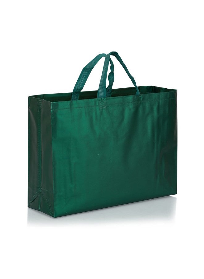 Drapme Large Size Pack of 50 Pcs Matt Metallic Laminated Non-Woven Reusable Eco-Friendly Party Return Gift Bags (Bottle Green) (Large 17x12x5 Inch) - Image 5