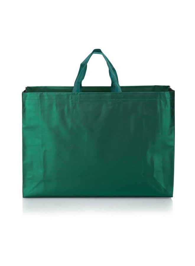 Drapme Large Size Pack of 50 Pcs Matt Metallic Laminated Non-Woven Reusable Eco-Friendly Party Return Gift Bags (Bottle Green) (Large 17x12x5 Inch) - Image 4