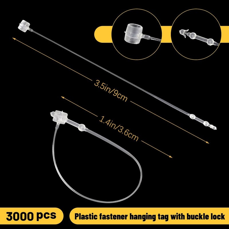 Bignc 3000 Pcs Plastic Fastener Hang Tag Snap Lock 5" Pin Security Loop for Retail Store Clothing（Clear） - Image 2