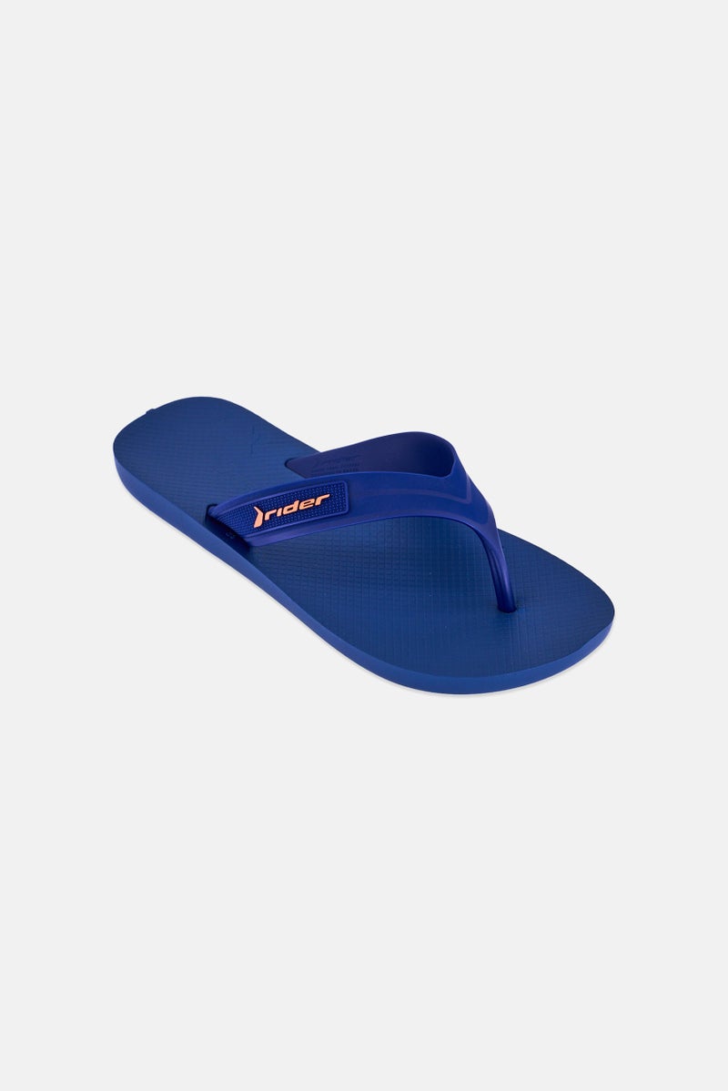 RIDER Kids Boy Brand Logo Slip On Slippers, Navy - Image 1